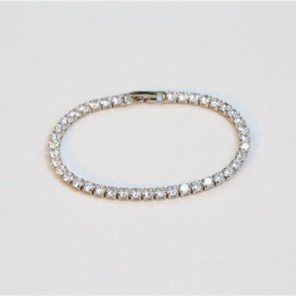 NEW 18K White Gold Plated Round Diamond Bracelet - Picture 4 of 8